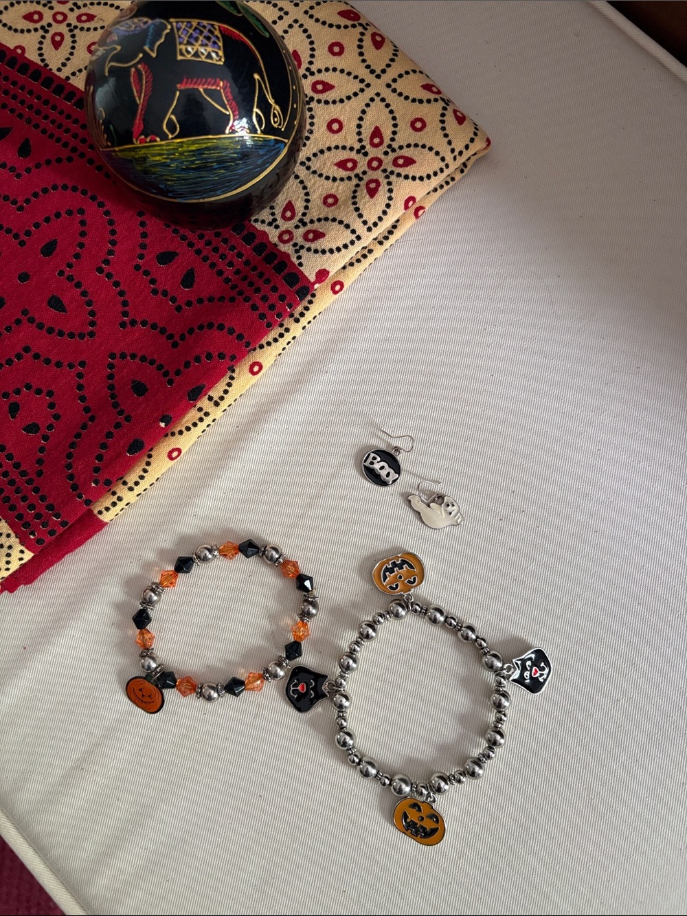 Halloween Charm Stretch Bracelets and matching Halloween earrings